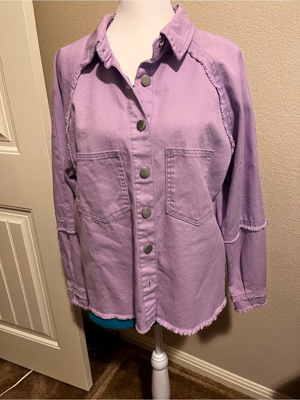 Lavender Button-Front Overshirt